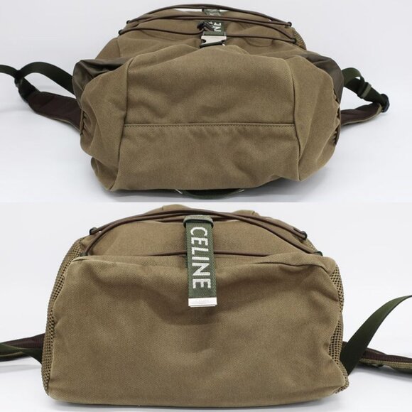 Celine Medium Trekking Backpack Rucksack Khaki Green Cotton Backpack main image 9